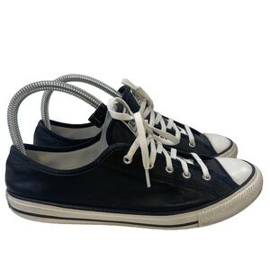 Leather Converse All Star Genuine Low Top Black Sneaker Women’s Size 7 Shoe